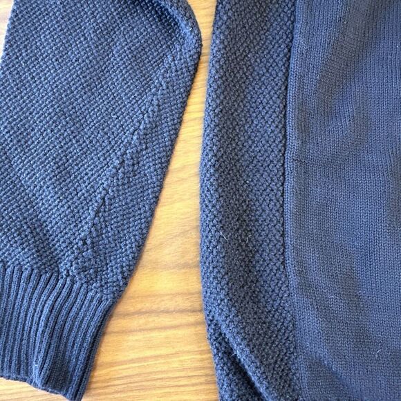 Carbon2Cobalt Men's Sweater Medium Mid Blue Black Quarter Button Pullover Knit - Picture 6 of 7